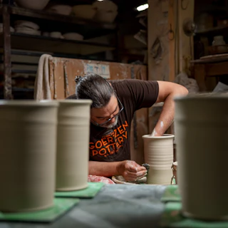 Image of Goertzen Pottery creating pottery